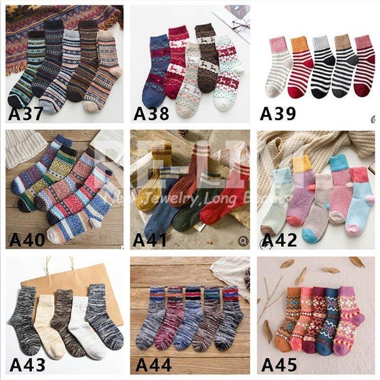 靴下 ソックス レディース 7種 5足セット カラフル 暖かい 爆売り 登山 ポカポカソックス ロークルー ウィンタースポーツ 防寒対策 厚手 保温