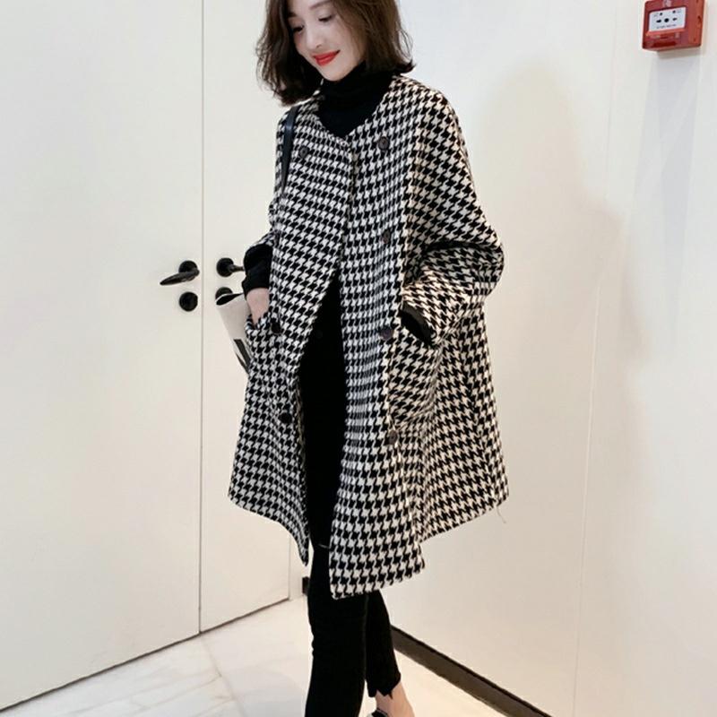 千鳥格子 チェック柄コート レディース ミドル丈 秋冬新作 千鳥格子 チェック柄コート レディース ミドル丈 秋冬新作