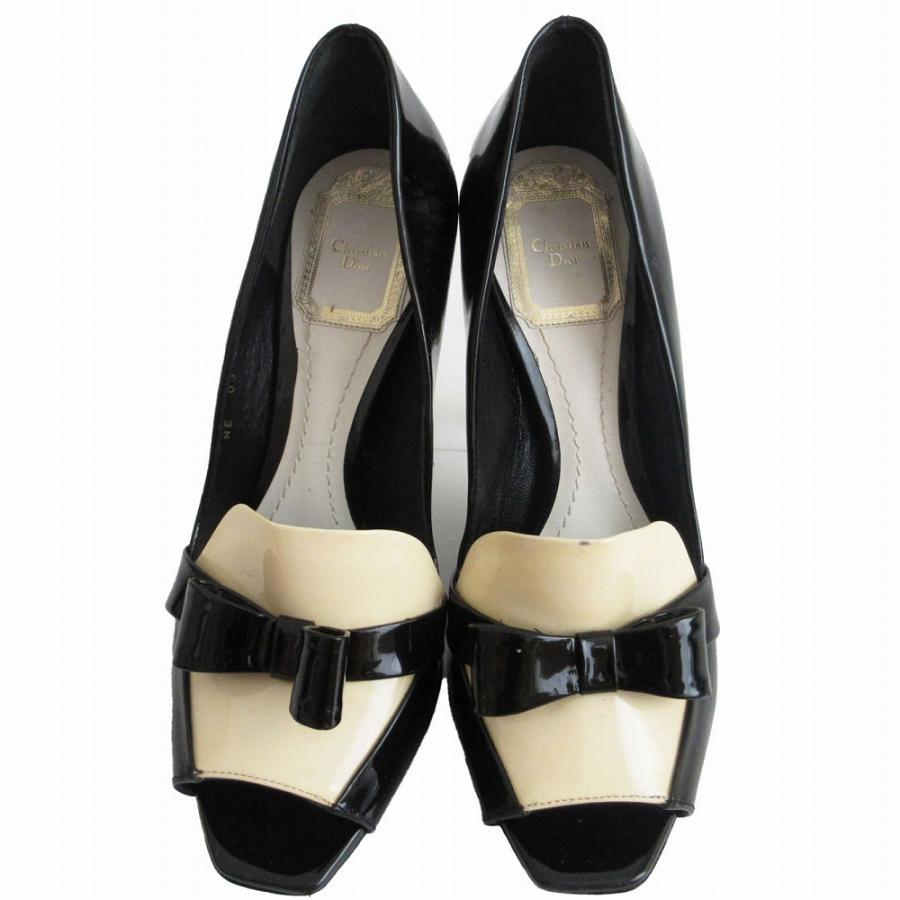 Christian Dior クリスチャンディオール エナメル リボン バイカラー 