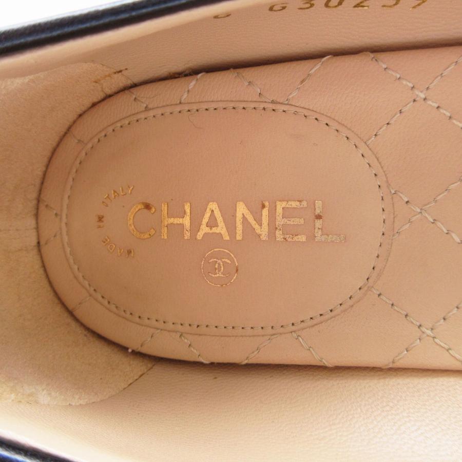 CHANEL シャネル 14AW レザー ココマーク ローヒール パンプス