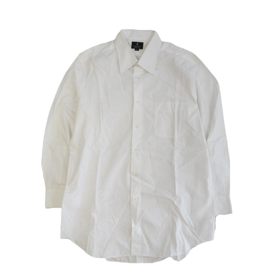 【新品】ランバンコレクション 総柄 ロゴ シャツ 50 LL 白 日本製 綿 LANVIN COLLECTION ランバンコレクション ワイシャツ レギュラーカラー