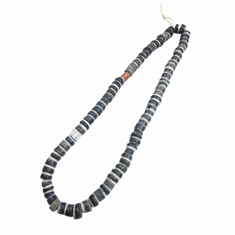 ヴィンテージ アンティーク トレード ビーズ ネックレス 80cm グレー
