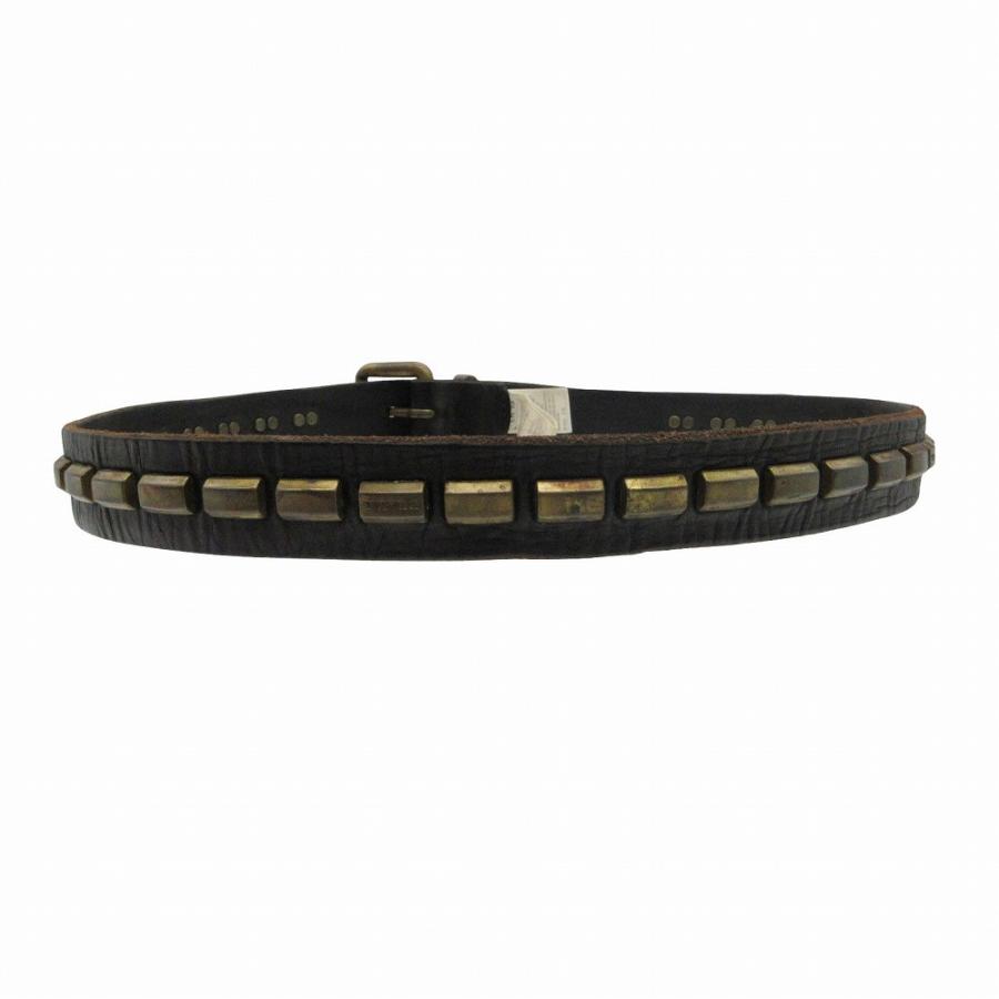 希少 ディーゼル DIESEL スタッズベルト ロゴ レザー ブラック 90cm DIESEL（ディーゼル） イタリア製 レザー スタッズ ベルト ブラック