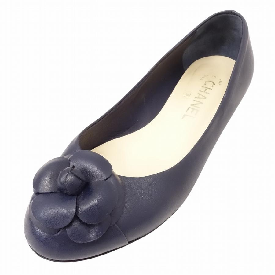 CHANEL（シャネル） カメリア フラット シューズ パンプス レザー ロゴ