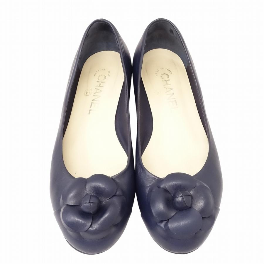 CHANEL（シャネル） カメリア フラット シューズ パンプス レザー ロゴ