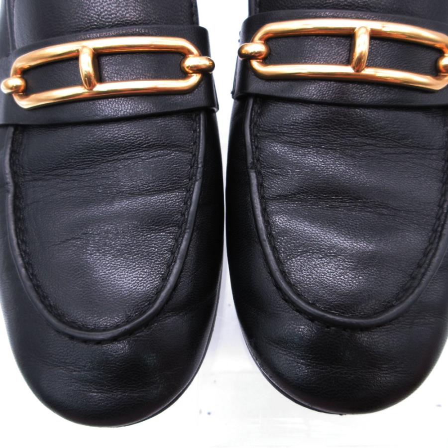 HERMES（エルメス） ローファー モカシン レザー シューズ ゴールド 