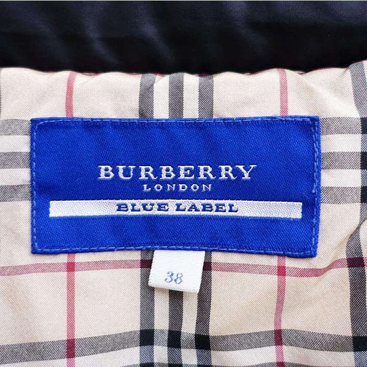 バーバリー ブルーレーベル BURBERRY BLUE LABEL ノバチェック裏地 ダウン ジャケット ブルゾン ナイロン フード 38 黒 ブラック a31｜re-marque｜09