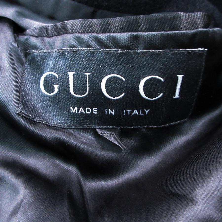 GUCCI グッチ ビーバーファー衿 アンゴラモヘアカシミヤ混 ダブルブレスト コート アウター ブラック 38 S レディース 【中古】_2