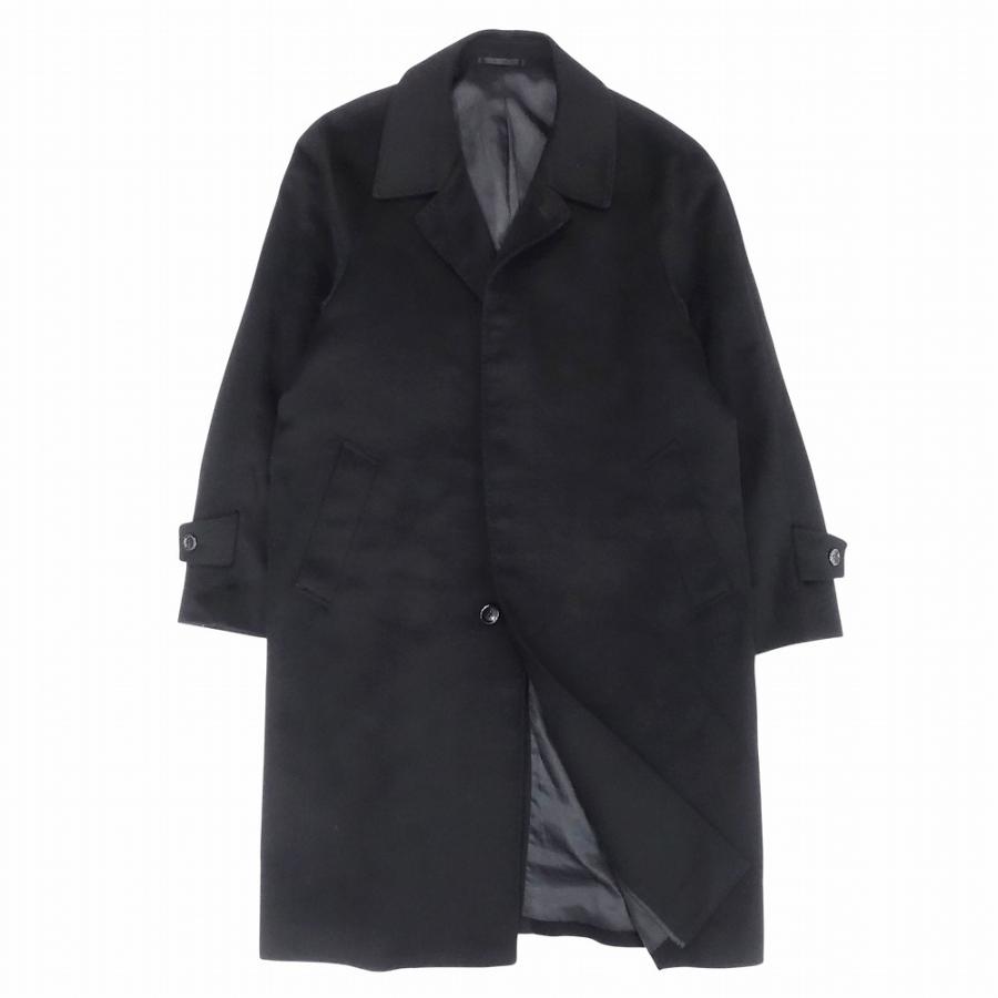 最高級カシミヤ100% ステンカラーコート 比翼 黒 大きいサイズ L〜XL相当 カシミヤ100％ ステンカラー 比翼 コート ジャケット ロング丈