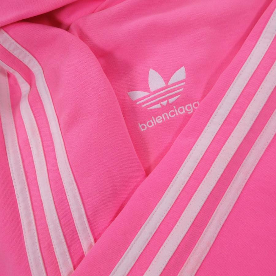 22aw BALENCIAGA × adidas コラボ バレンシアガ アディダス フーディ パーカー プルオーバー サイドライン ロゴ 2 M ピンク 【中古】