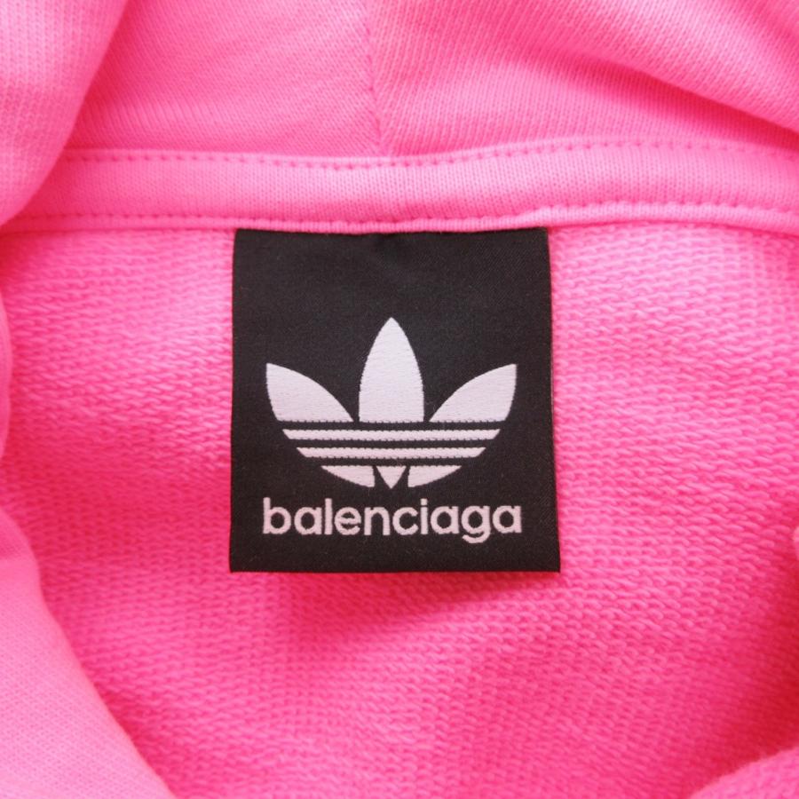22aw BALENCIAGA × adidas コラボ バレンシアガ アディダス フーディ パーカー プルオーバー サイドライン ロゴ 2 M ピンク 【中古】