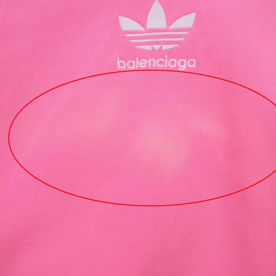 22aw BALENCIAGA × adidas コラボ バレンシアガ アディダス フーディ パーカー プルオーバー サイドライン ロゴ 2 M ピンク 【中古】
