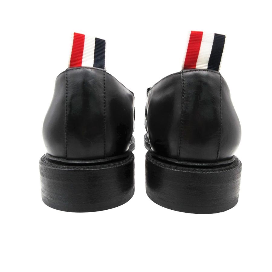 THOM BROWNE トムブラウン ローファー モカシン 革靴 レザー リボン トリコロール イタリア製 36.5 23.5cm 黒 レディース 【中古】