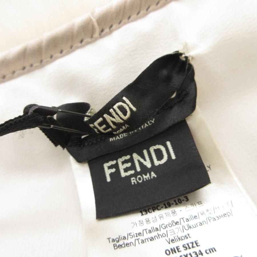 新品同様 FENDI フェンディ マフラー フォックスファー ズッカ柄バックル 134×16cm ホワイト レディース