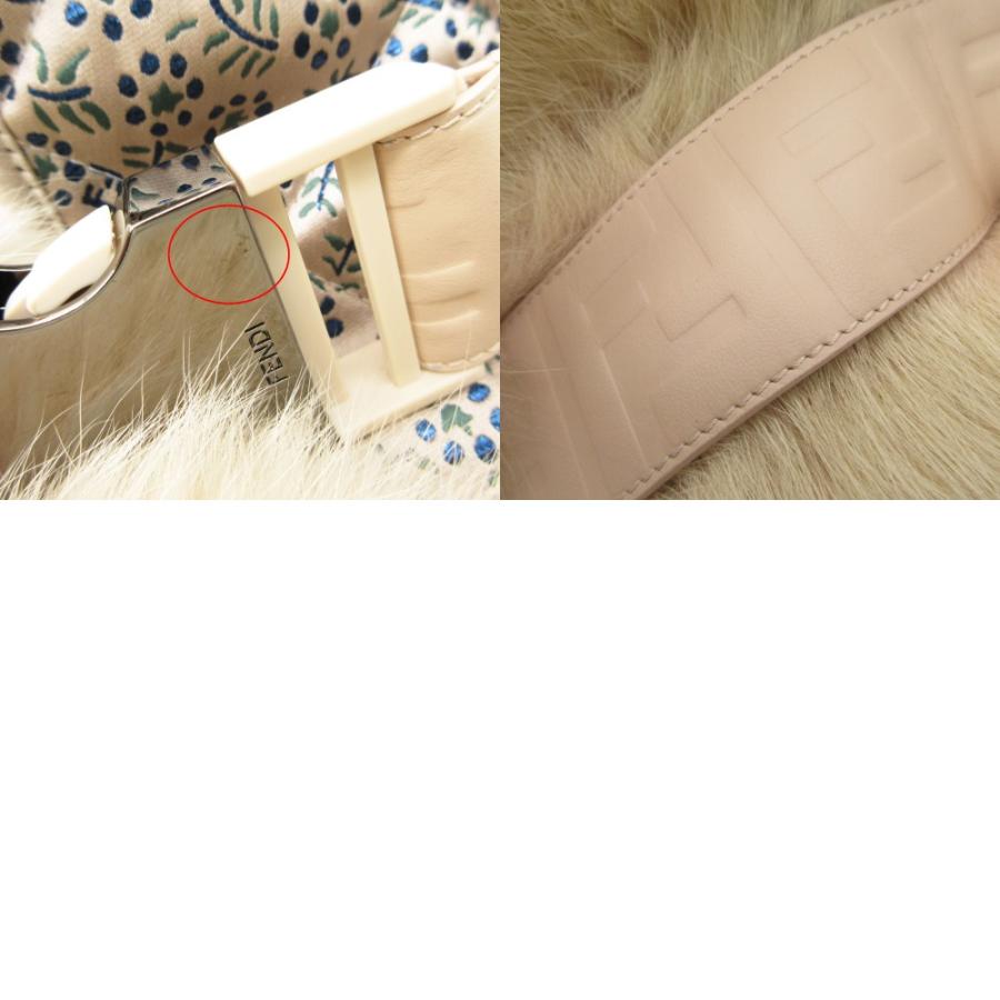 新品同様 FENDI フェンディ マフラー フォックスファー ズッカ柄バックル 134×16cm ホワイト レディース