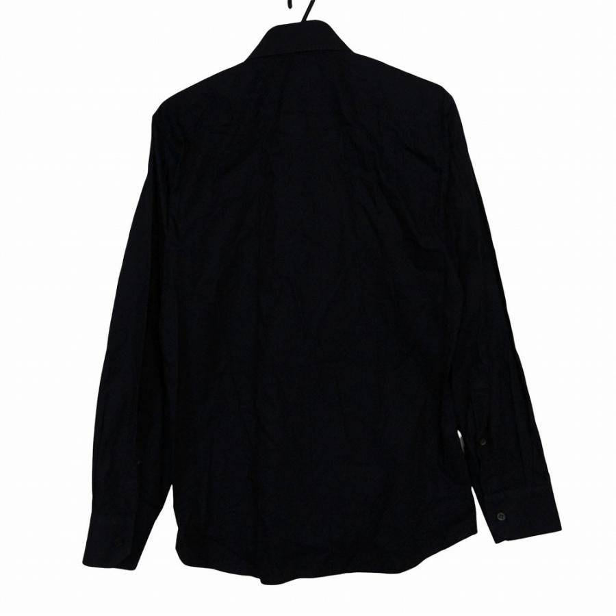 GUCCI 長袖シャツ ブラック プリーツ 38 GUCCI（グッチ） 長袖シャツ fitted 総柄 コットン ドレス シャツ