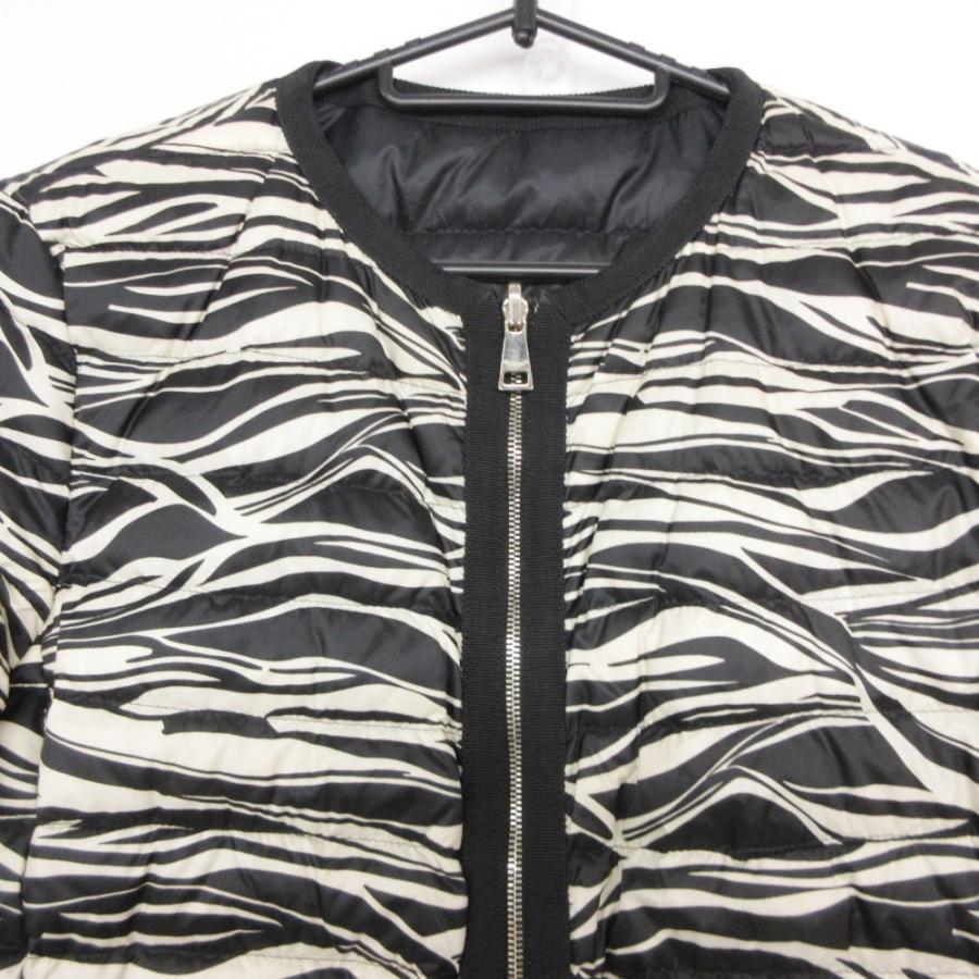 MONCLER モンクレール ダウンジャケット MIEL GIUBBOTTO リバーシブル ノーカラー ジップアップ アウター ゼブラ柄 ブラック【S】 レディース 【中古】
