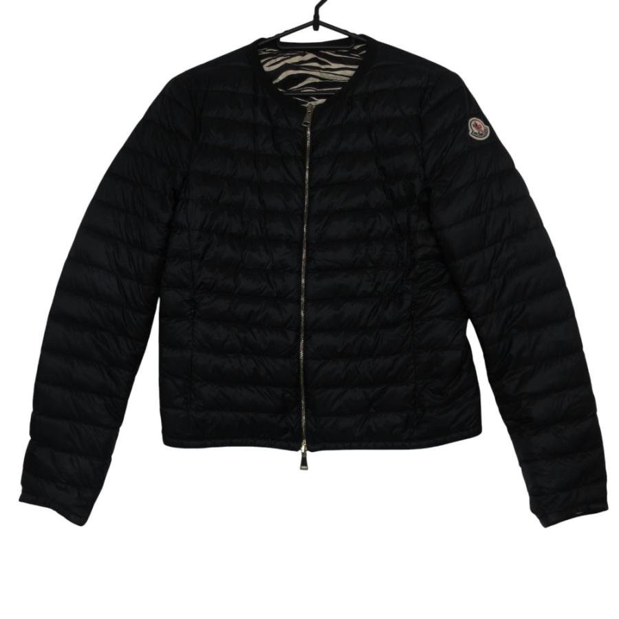 MONCLER モンクレール ダウンジャケット MIEL GIUBBOTTO リバーシブル ノーカラー ジップアップ アウター ゼブラ柄 ブラック【S】 レディース 【中古】