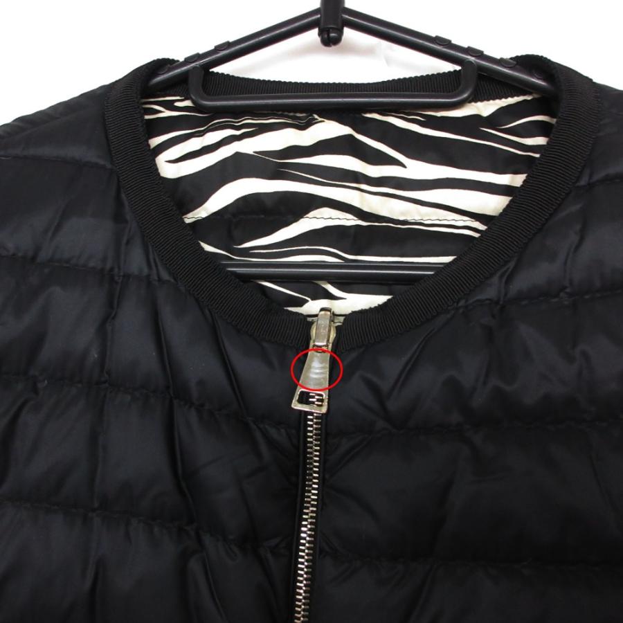 MONCLER モンクレール ダウンジャケット MIEL GIUBBOTTO リバーシブル ノーカラー ジップアップ アウター ゼブラ柄 ブラック【S】 レディース 【中古】