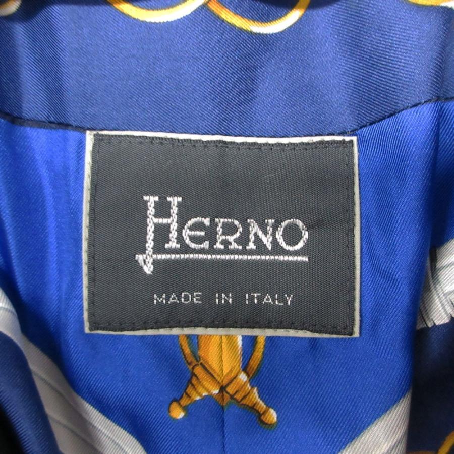 ヴィンテージ Herno ヘルノ ステンカラーコート バルマカーンコート アウター ウール スカーフ柄裏地 ダークグリーン 44【XL】 レディース 【中古】_2