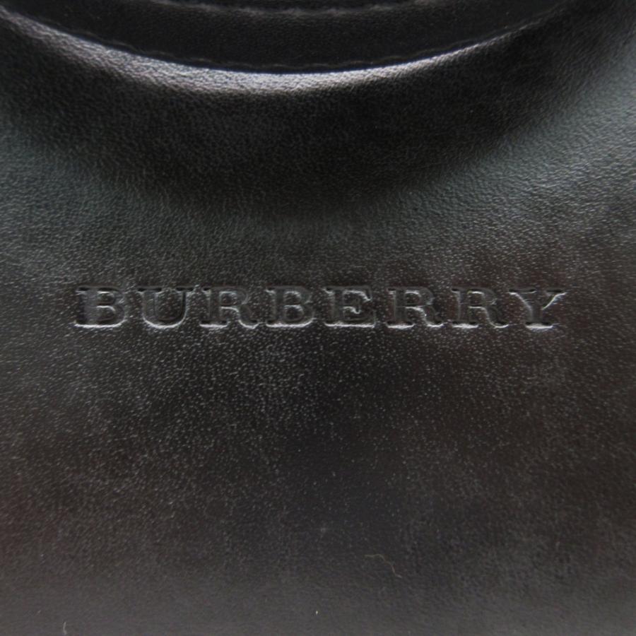 BURBERRY バーバリー ハンドバッグ トートバッグ レザー ロゴ入り ノバチェック裏地 ブラック レディース 【中古】