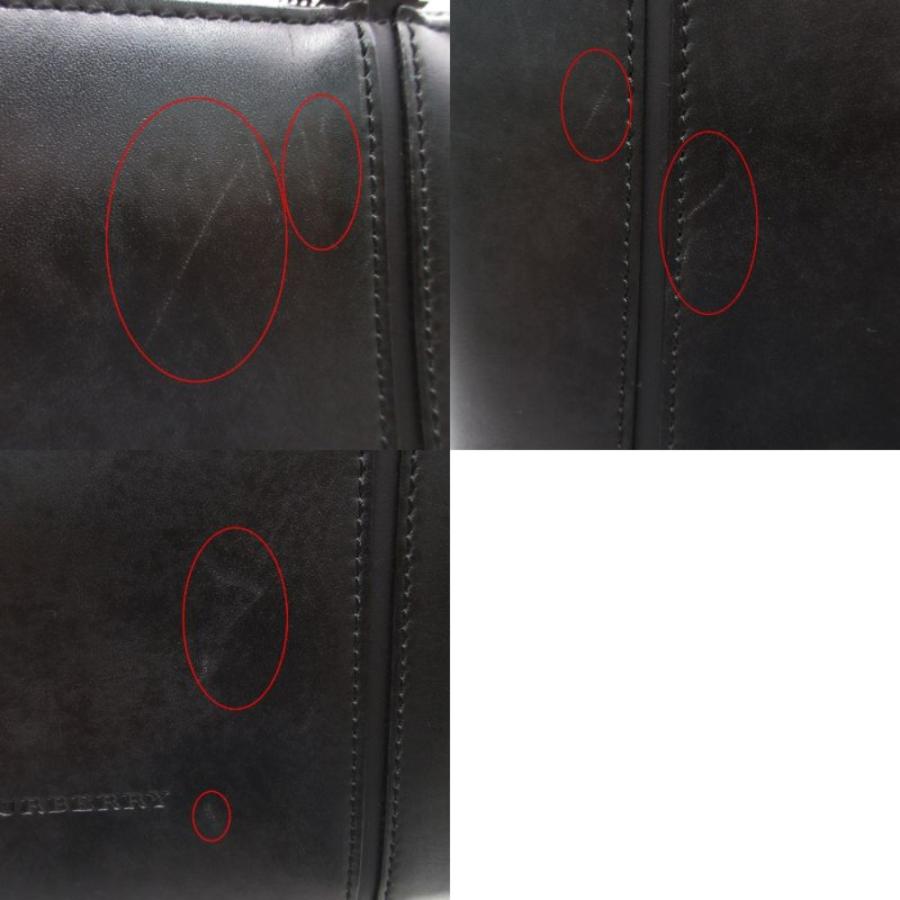 BURBERRY バーバリー ハンドバッグ トートバッグ レザー ロゴ入り ノバチェック裏地 ブラック レディース 【中古】