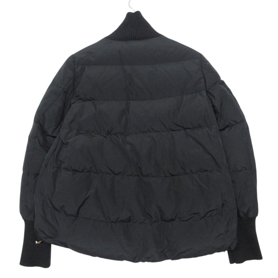 MONCLER モンクレール ダウンジャケット ZOE ジップアップ ブルゾン アウター ショート丈 トロピカル柄 裏地 ブラック 2【M】 レディース 【中古】
