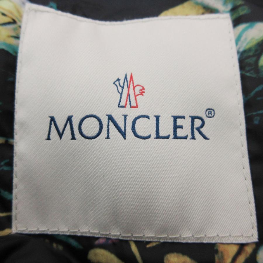 MONCLER モンクレール ダウンジャケット ZOE ジップアップ ブルゾン アウター ショート丈 トロピカル柄 裏地 ブラック 2【M】 レディース 【中古】