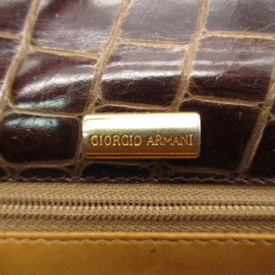 GIORGIO ARMANI ジョルジオアルマーニ ハンドバッグ クロコダイル 型押しレザー トートバッグ ブラウン レディース 【中古】