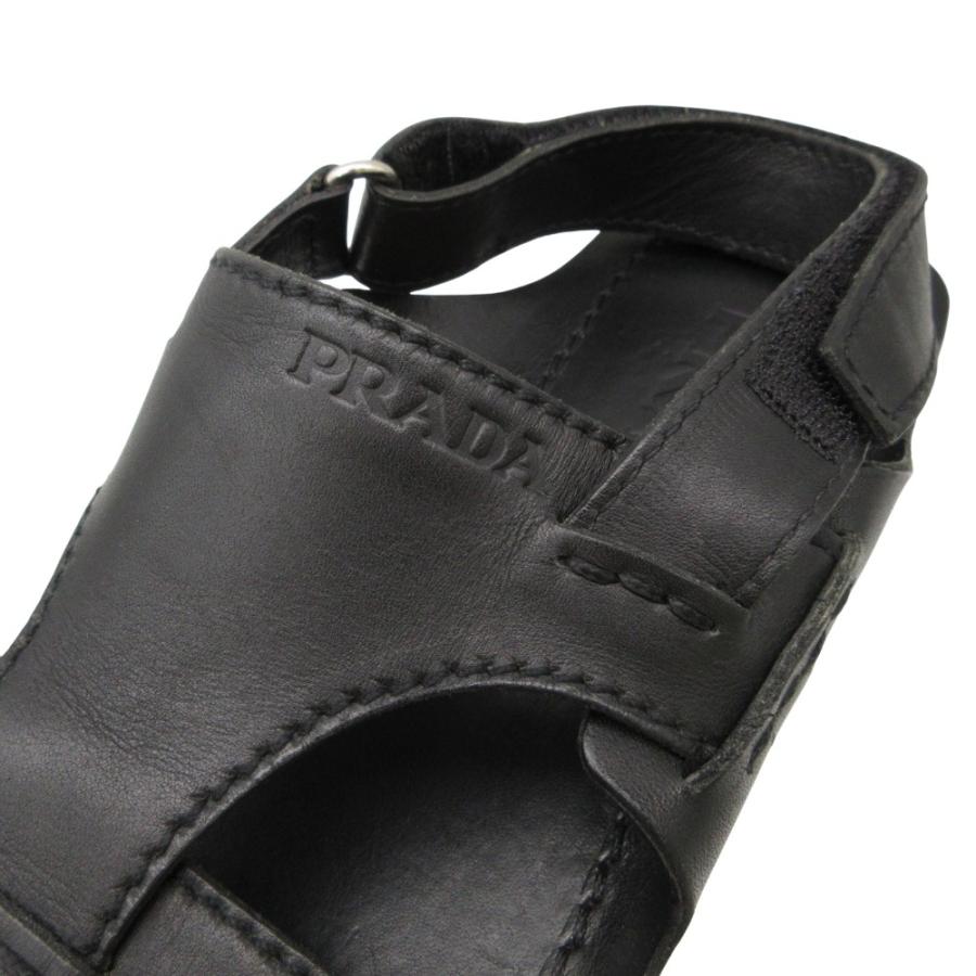 PRADA（プラダ） サンダル ロゴ入り レザー シューズ 靴 ブラック