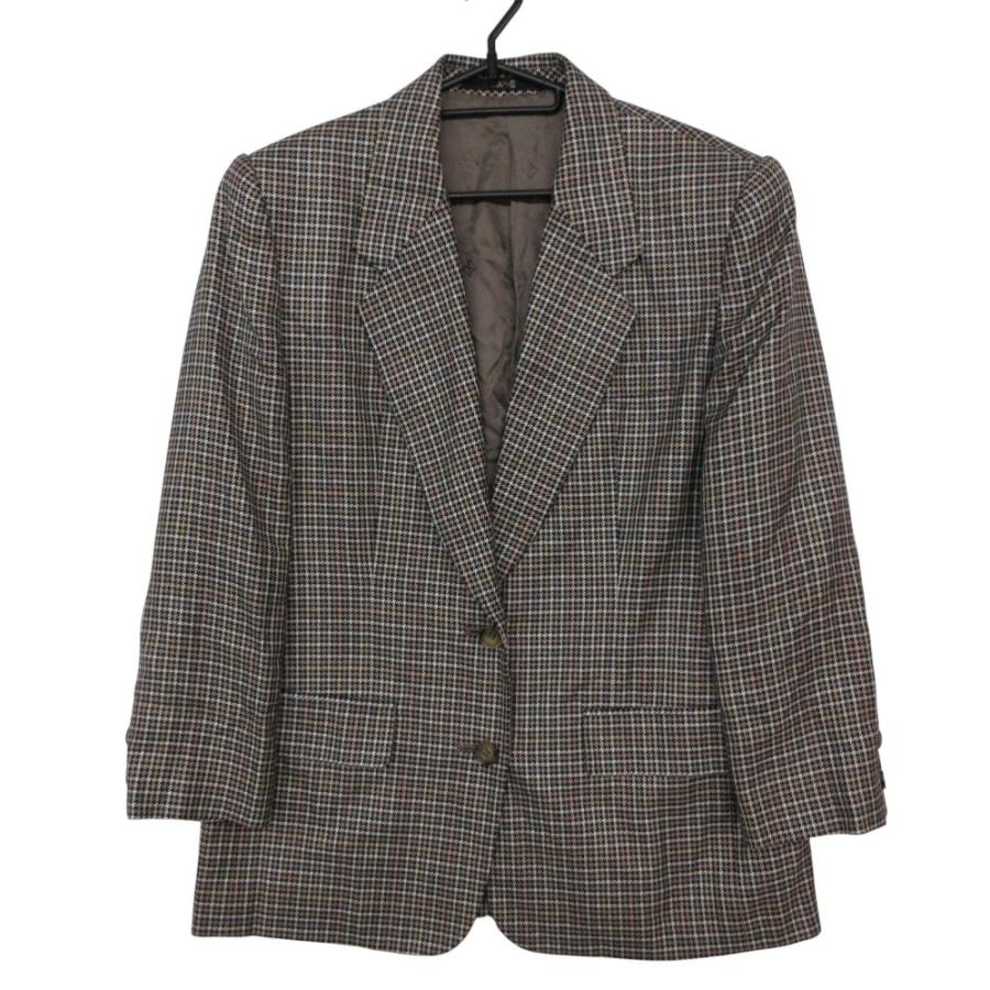 美品 DAKS ダックス テーラードジャケット 2B ブレザー ウール シルク 千鳥柄 アウター 総裏地
