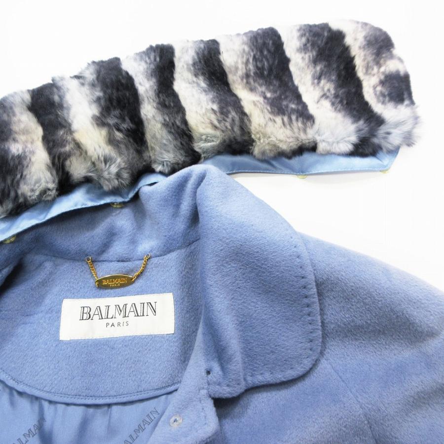 BALMAIN（バルマン） アンゴラ70% チンチラファー ステンカラーコート 