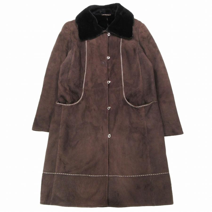 FENDI（フェンディ） ムートン ボアロングコート ひざ丈 ブラウン 