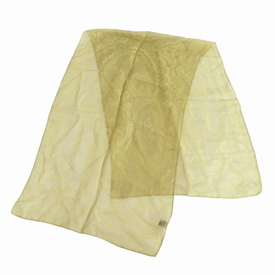 [美品] ETRO ストール 130×42 薄手 シルク100% ペイズリー ETRO（エトロ） シルク100% ペイズリー柄 ストール イエロー サイズ42