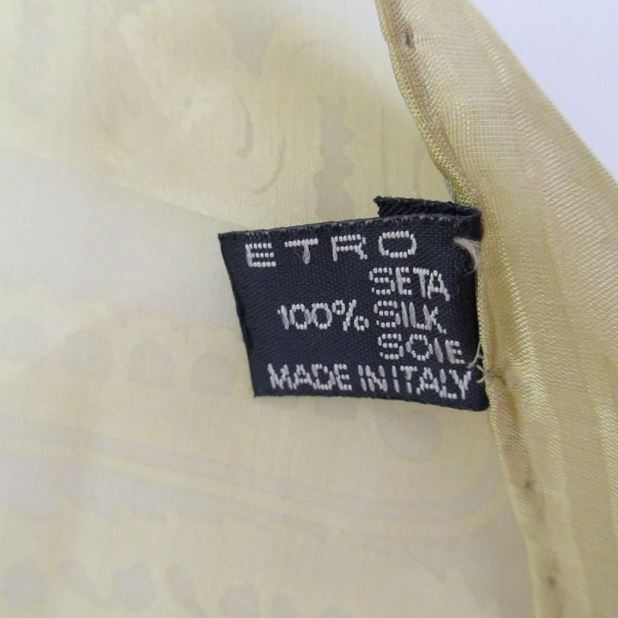 [美品] ETRO ストール 130×42 薄手 シルク100% ペイズリー ETRO（エトロ） シルク100% ペイズリー柄 ストール イエロー サイズ42