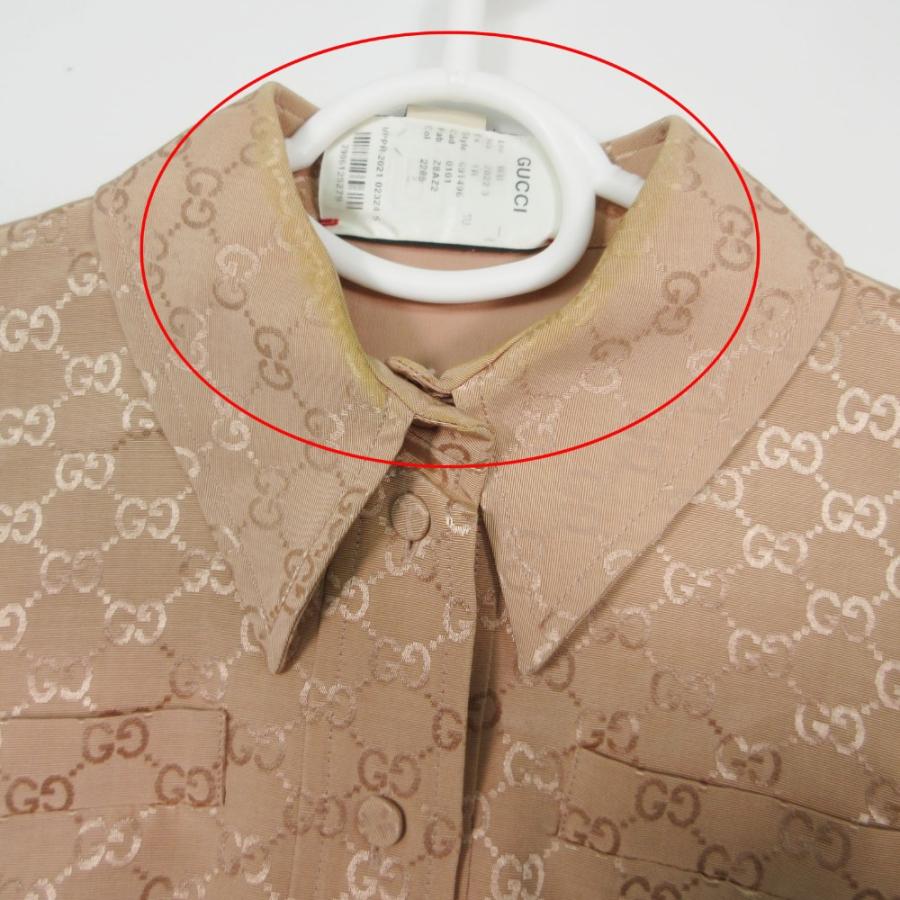 GUCCI グッチ 691496 GG柄 ベルト付 ジャンプスーツ オールインワン ツナギ ピンク 半袖 レディース 【中古】_2