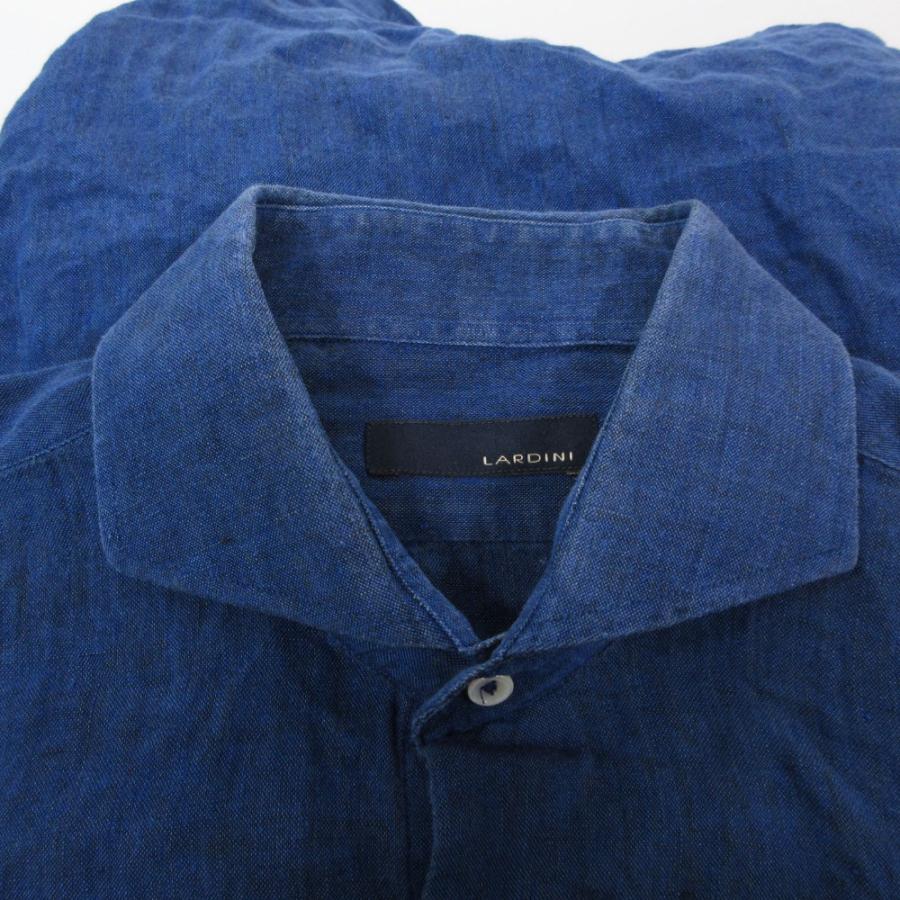 LARDINI（ラルディーニ） リネン 100％ ワイドカラー シャツ 長袖