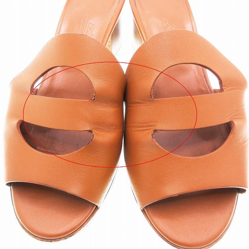 HERMES エルメス シェーヌダンクル モナ サンダル レザー チャンキー  