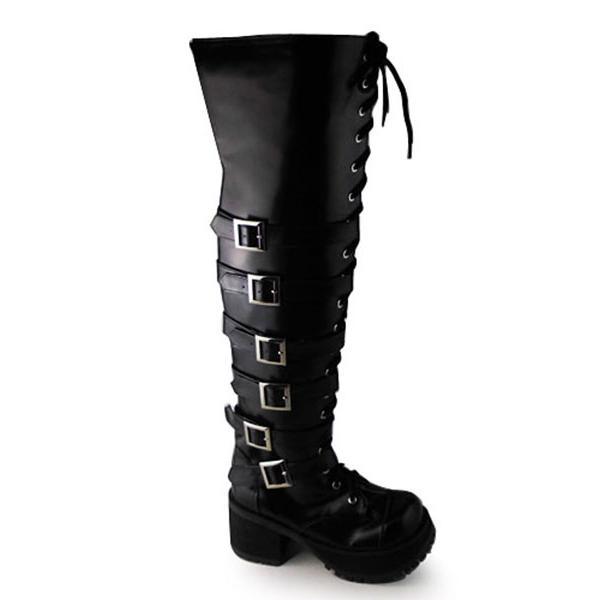 ロリィタシューズ ブラック チャンキーヒール ブーツスタイル