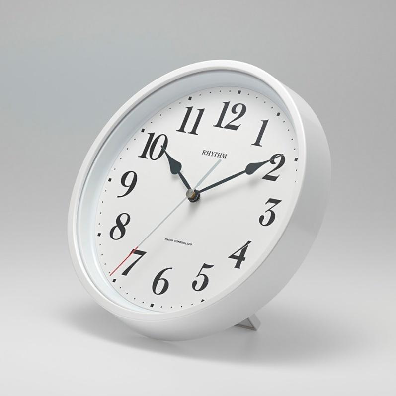 RHYTHM(リズム) スタンダード 掛け置き兼用 電波時計 フィットウェーブ566 白 8MY566SR03 | RHYTHM（時計） | 01