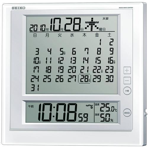 SEIKO マンスリーカレンダー機能 デジタル 掛置き兼用 電波時計 SQ422W 