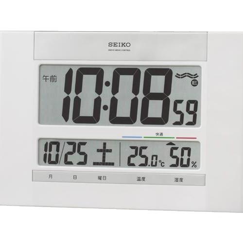 SEIKO 電波 デジタル時計 掛け置き兼用 温湿度表示/快適度表示付き SQ429W | 