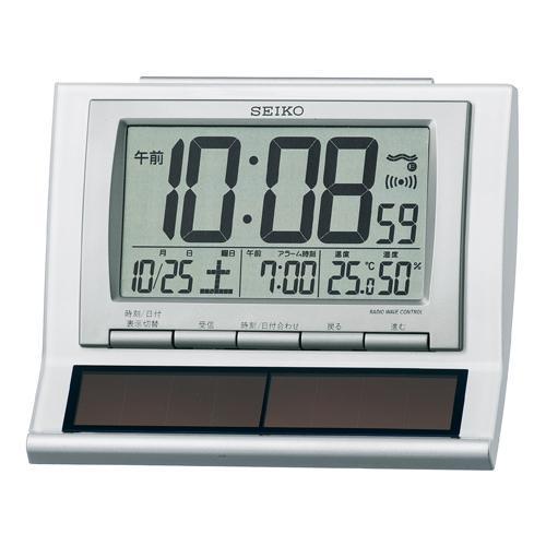 SEIKO 目覚まし時計 フルオートカレンダー/高精度温湿度表示機能付き ハイブリッドソーラー デジタル電波時計 SQ751W | 