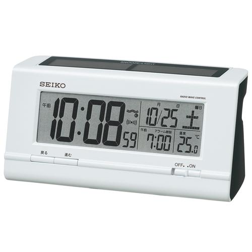 SEIKO 目覚まし時計 フルオートカレンダー/高精度温度表示機能付き ハイブリッドソーラー デジタル電波時計 SQ766W | 