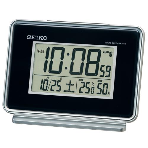 SEIKO 電波 デジタル 目覚まし時計 温湿度表示付き(アラーム2
