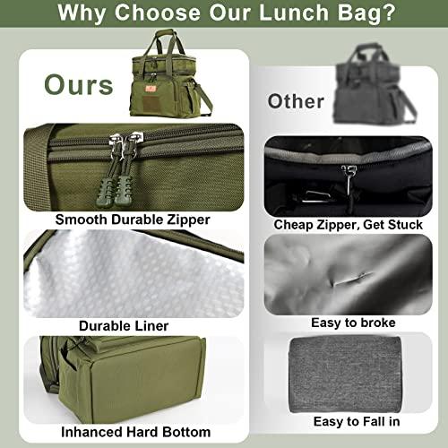 HSHRISH XL 拡張可能なタクティカルランチボックス 大人用 断熱 高耐久 ランチペール 漏れ防止 ランチクーラー メ ランチペール ランチボックス