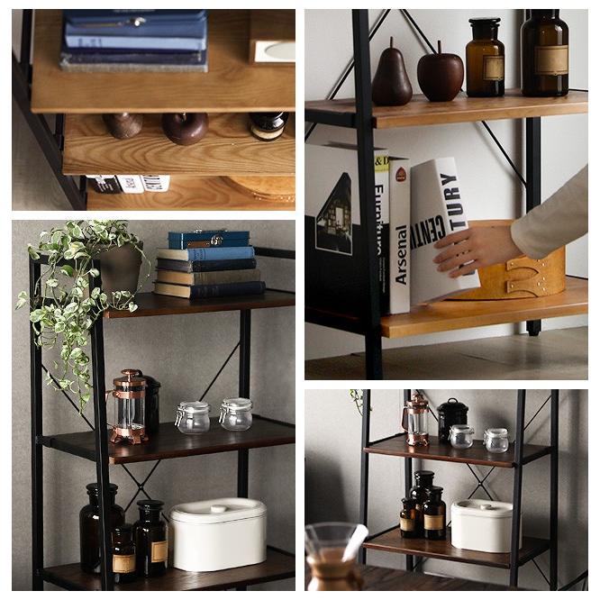 【送料込み】天然木スチールラック 4段 幅60cm スチールラック 4段 送料無料 幅60cm おしゃれ オープンラック