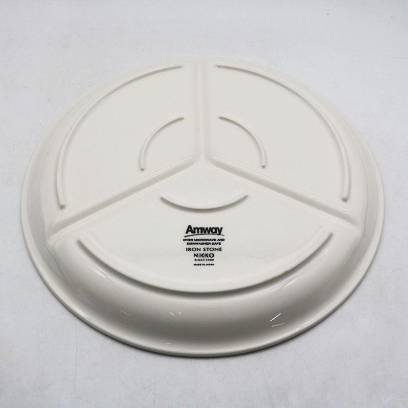 アムウェイ　コーニングホワイト ラウンド皿 2枚セット Amway（アムウェイ） 新古品 ラウンドプレート 仕切り皿 2枚