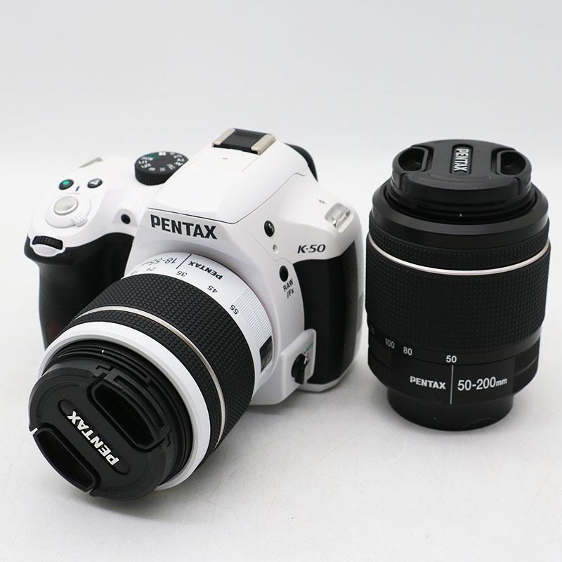 ペンタックス 美品 RICOH K-50 ダブルズームキット ホワイト 