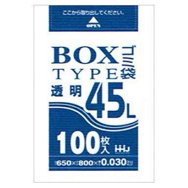 【日本限定モデル】 BOX入ポリ袋　45L　LLDPE　0.03×650×800mm　透明　100枚×6箱入 　BL43 600枚 ゴミ袋、ポリ袋、レジ袋